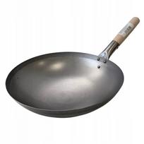 Plieninė keptuvė wok su medine rankena, 38 cm