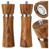Prieskonių malūnėlių rinkinys, 2 vnt., mediniai, su keraminiais malimo mechanizmais