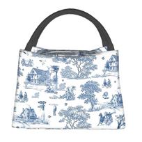 Toile De Jouy French Motif Insulated Lunch Bag for Women Children Leakproof Food Boxes Thermal Lunch Box Tote One Size gray