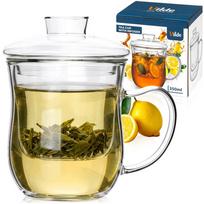 Stiklinis puodelis su sieteliu arbatai, 350 ml