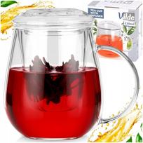 Stiklinis puodelis su sieteliu arbatai, 530 ml