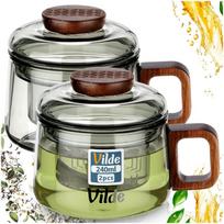 Stiklinė arbatos puodelių su sieteliu rinkinys, 240 ml, 2 vnt.
