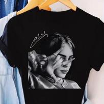 Singer Billie Eilish Portrait T-Shirt 100_cotton Men's Women's Hip Hop Short Sleeve Tshirt Uni S