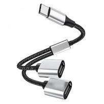 Mobile Phone Extension Cable Data Transfer Charging Splitter Type C Hub OTG Adapter USB Expander 2 in 1 USB Type-C