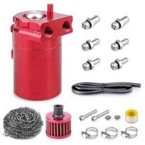 Universal Oil Catch Can for Tank with Breather 300ml Aluminum Dual Cylinder Polish Baffled Engine Air Oil Separator for