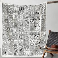 Coloring Relaxation Hand-Drawn Style Flannel Blanket, English Hand-Painted Artistic Pattern Throw, Adult Leisure Relaxation Coloring Blanket, Delicate 100X150CM gray