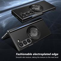 For Galaxy Z Fold 8 Ultra 7 6 5 Aluminum Alloy Back Cover Magnetic Mobile Phone Case With 360° Rotating Ring Holder, Front Film Galaxy Z Fold4 gray
