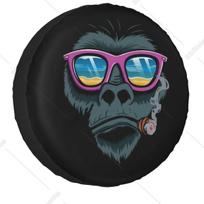 Monkey Smoked A Cigar Design Spare Wheel Cover for Jeep Hummer 4WD RV Custom Tire Protector 14  15  16  17  Inch 14inch gray