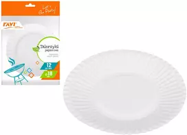 Vienkartinės popierinės lėkštės, 18 cm, 12 vnt., 21 x 2.5 x 29, 00307, Simple Solution