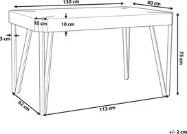 Beliani Valgomojo stalas CAMBELL smėlio pilkos spalvos 130 cm 80 cm