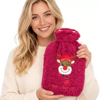 KOOPMAN TERMOFOR GUMOWY XMAS 1,75L USMIECHNIĘTY RENIFER Raudonas