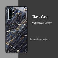Skirta Huawei P30 Lite dėklas, prabangus grūdinto stiklo dėklas, skirtas Huawei P20 P30 Pro P40 Lite dėklams, marmuru dažyti apsauginiai Fundas For Huawei P20 black