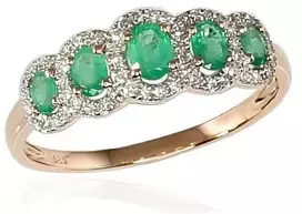 Diamond Sky Jewelry Auksinis žiedas su deimantais ir smaragdais „Jenny IV“
