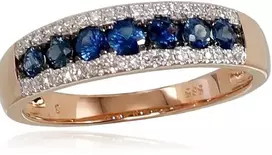 Diamond Sky Jewelry Auksinis žiedas su deimantais ir safyrais „Kamelija IV“