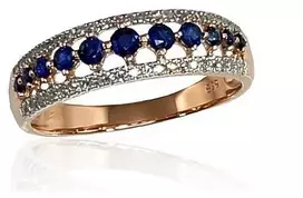 Diamond Sky Jewelry Auksinis žiedas su deimantais ir safyrais „Kamelija III“