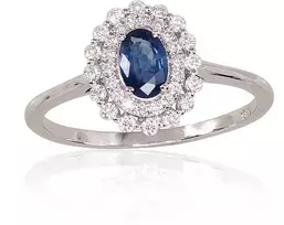 Diamond Sky Jewelry Auksinis žiedas su deimantais ir safyrais „Romance“