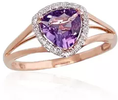 Diamond Sky Jewelry Auksinis žiedas su deimantais ir ametistais „Princess III“