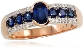 Diamond Sky Jewelry Auksinis žiedas su deimantais ir safyrais „Eternity“