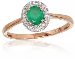 Diamond Sky Jewelry Auksinis žiedas su deimantais ir smaragdais „Sofia“