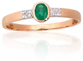 Diamond Sky Jewelry Auksinis žiedas su deimantais ir smaragdais „Grakštumas X“
