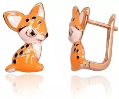 Diamond Sky Jewelry Vaikiški sidabriniai auskarai su emaliu „Foxes“