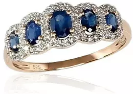 Diamond Sky Jewelry Auksinis žiedas su deimantais ir safyrais „Jenny“