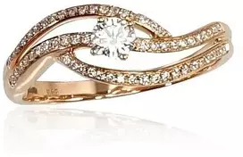 Diamond Sky Jewelry Auksinis žiedas su deimantais „Auksinė Banga VI“