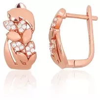 Diamond Sky Jewelry Sidabriniai auskarai su cirkoniais „Auksinė Gėlė III“