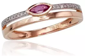 Diamond Sky Jewelry Auksinis žiedas su deimantais ir rubinais „Dangaus Dovana IV“