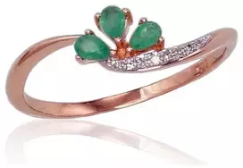 Diamond Sky Jewelry Auksinis žiedas su deimantais ir smaragdais „Imperatoriaus Karūna V“