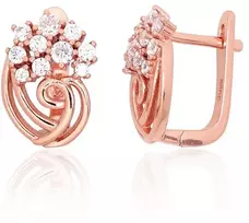 Diamond Sky Jewelry Sidabriniai auskarai su cirkoniais „Auksinė Gėlė II“