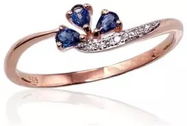 Diamond Sky Jewelry Auksinis žiedas su deimantais ir safyrais „Imperatoriaus Karūna IV“