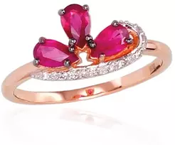 Diamond Sky Jewelry Auksinis žiedas su deimantais ir rubinais „Imperatoriaus Karūna II“