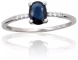Diamond Sky Jewelry Auksinis žiedas su deimantais ir safyrais „Grakštumas IV“
