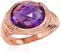 Diamond Sky Jewelry Auksinis žiedas su deimantais ir ametistais „Lourdes“