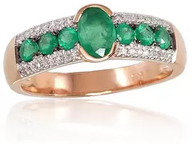 Diamond Sky Jewelry Auksinis žiedas su deimantais ir smaragdais „Eternity II“