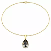 Diamond Sky Jewelry Sidabrinis pakabukas „Crystal Drop (Juodas Diamond)“ su Preciosa® kristalais