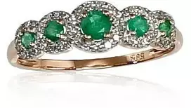 Diamond Sky Jewelry Auksinis žiedas su deimantais ir smaragdais „Jenny VIII“