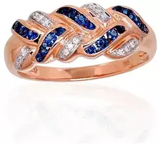 Diamond Sky Jewelry Auksinis žiedas su deimantais ir safyrais „Aukso Raštas XIII“