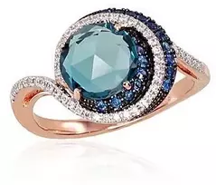 Diamond Sky Jewelry Auksinis žiedas su deimantais, topazais ir safyrais „Constellation II“