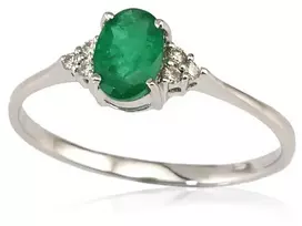 Diamond Sky Jewelry Auksinis žiedas su deimantais ir smaragdais „Grakštumas III“