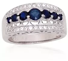 Diamond Sky Jewelry Sidabrinis žiedas su cirkoniais ir safyrais „Sultan“