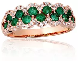 Diamond Sky Jewelry Auksinis žiedas su deimantais ir smaragdais „Aukso Raštas XIV“