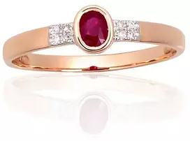 Diamond Sky Jewelry Auksinis žiedas su deimantais ir rubinais „Grakštumas XI“