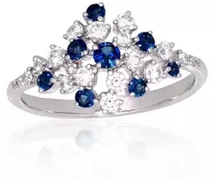 Diamond Sky Jewelry Auksinis žiedas su deimantais ir safyrais „Lunar Symphony“