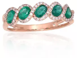 Diamond Sky Jewelry Auksinis žiedas su deimantais ir smaragdais „Atėnė IV“