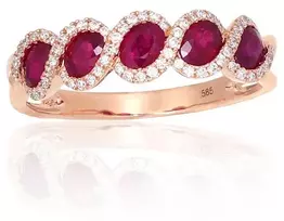 Diamond Sky Jewelry Auksinis žiedas su deimantais ir rubinais „Atėnė“