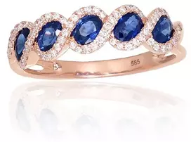 Diamond Sky Jewelry Auksinis žiedas su deimantais ir safyrais „Atėnė II“