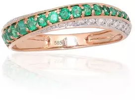 Diamond Sky Jewelry Auksinis žiedas su deimantais ir smaragdais „Roxana III“