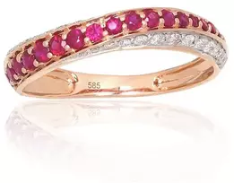 Diamond Sky Jewelry Auksinis žiedas su deimantais ir rubinais „Roxana IV“
